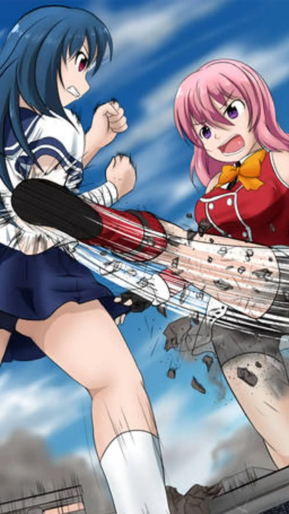 ai character: giantess fighting  background