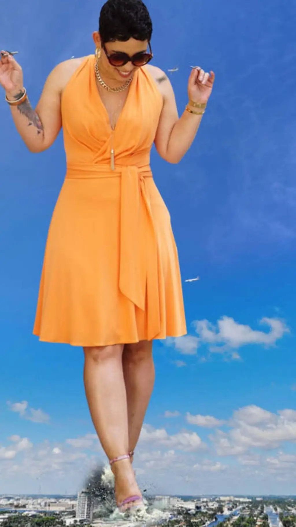 ai character: giantess  background