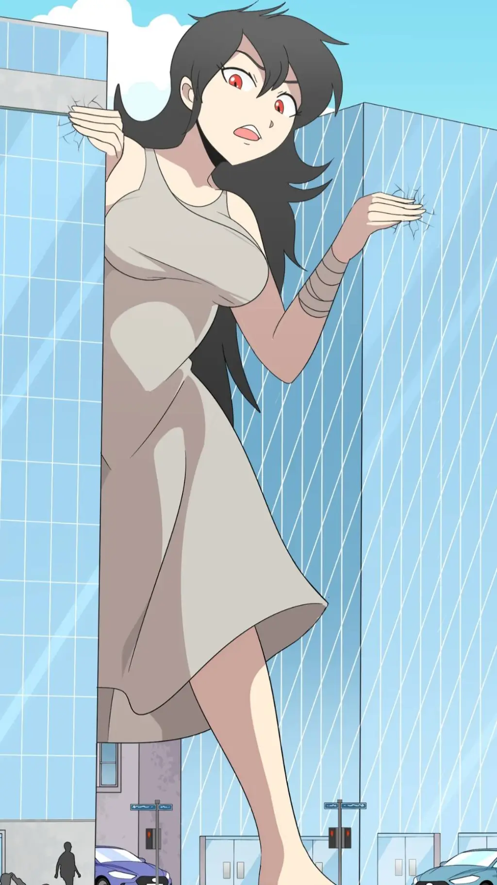 ai character: giantess  background