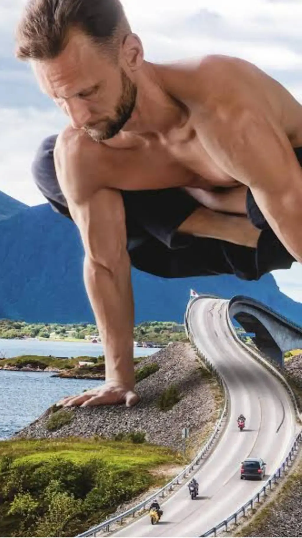 ai character: giant man  background