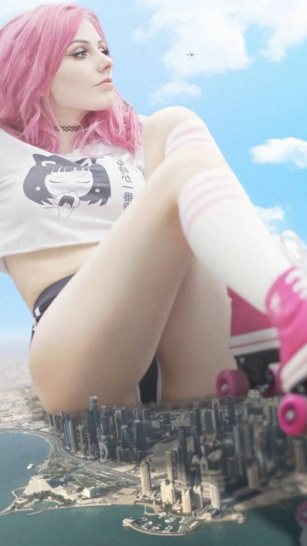 ai character: giantess  background