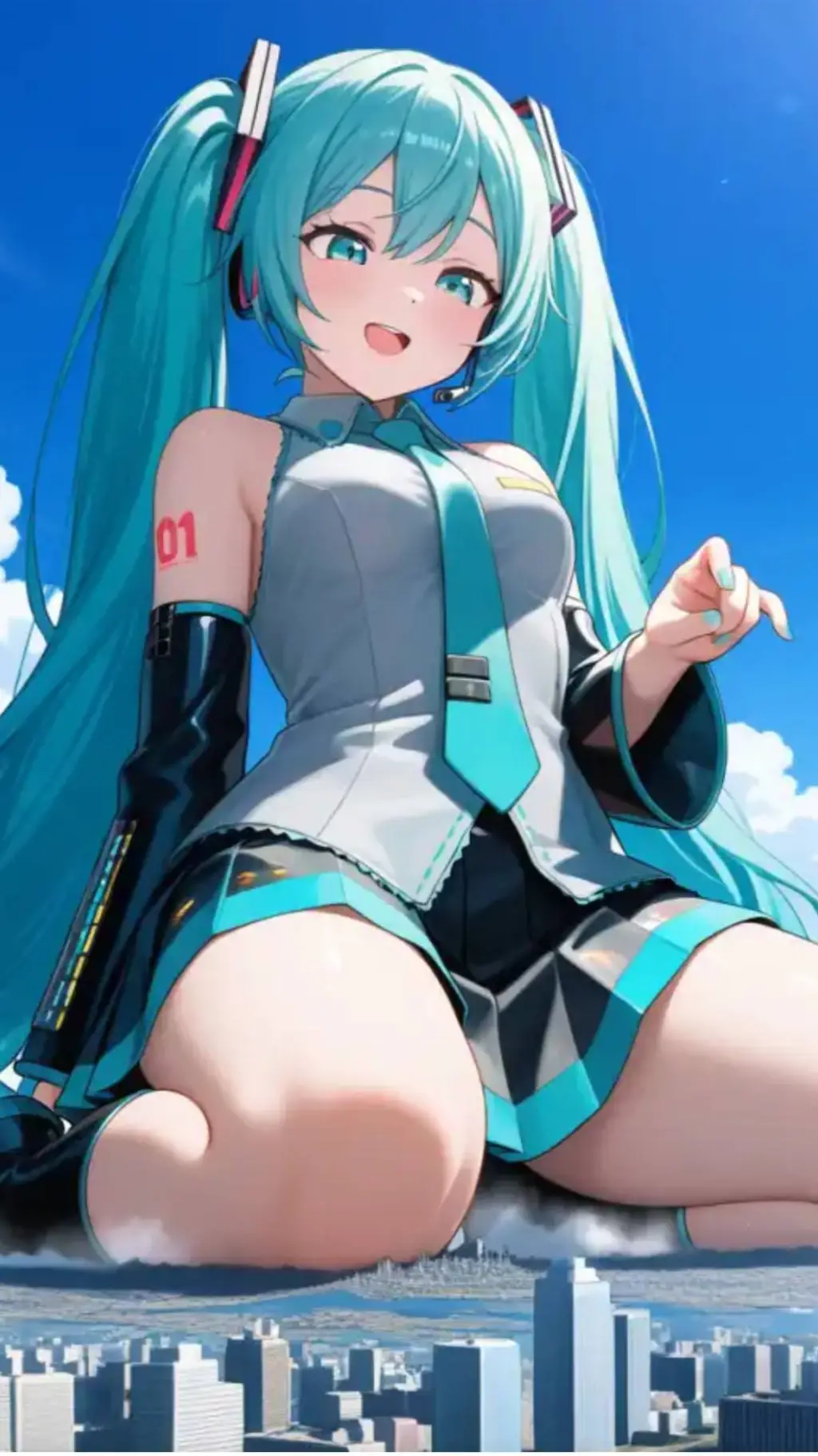ai character: giantess miku background