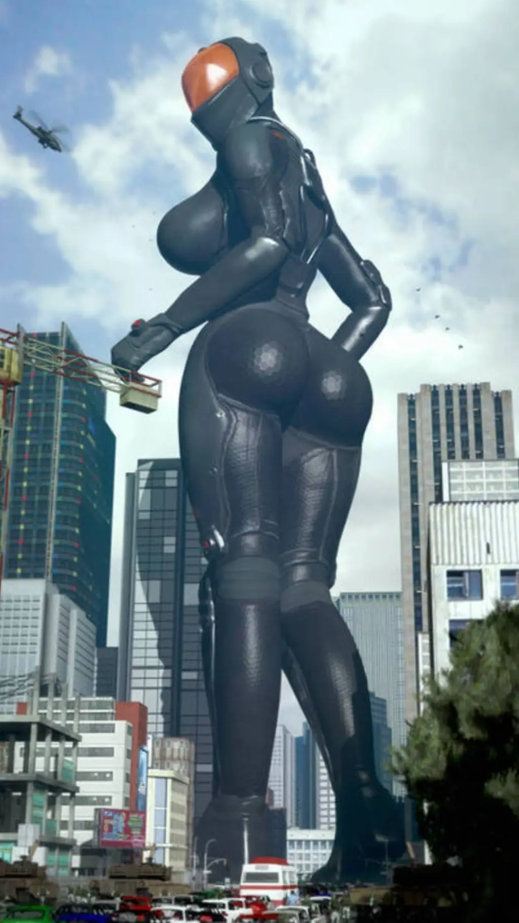 ai character: giantess  background