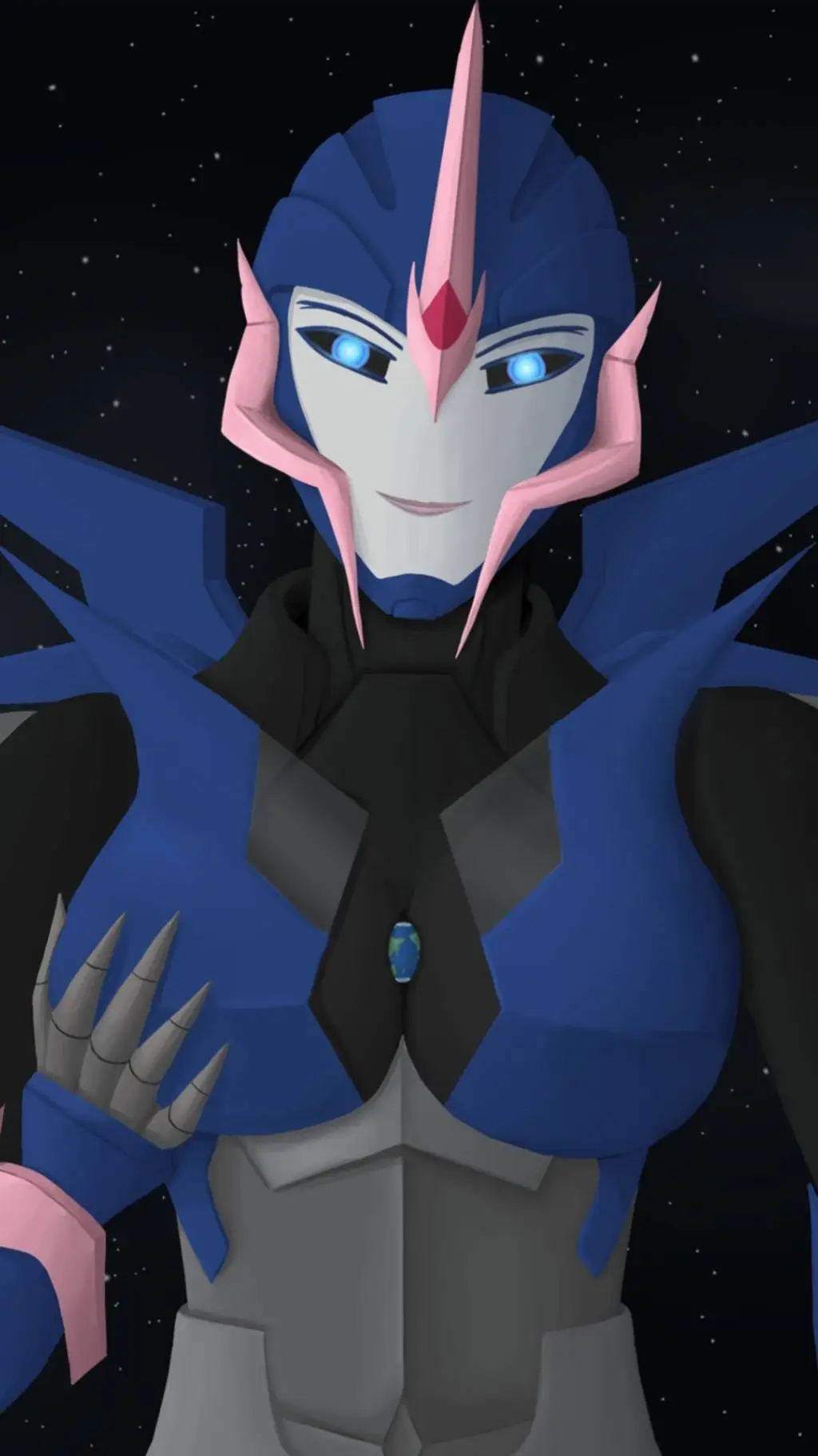 ai character: giantess arcee  background