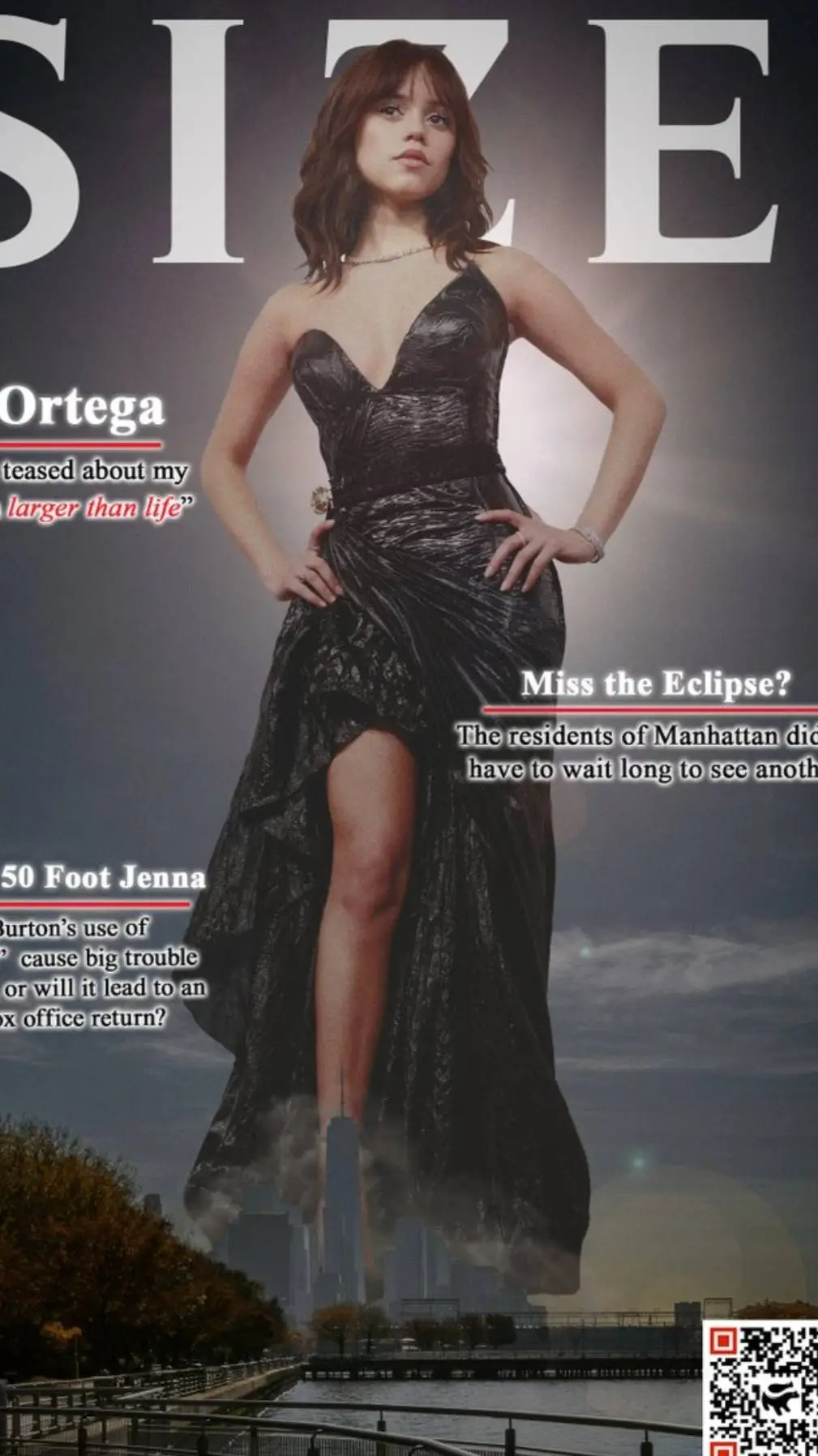 ai character: giant jenna ortega background