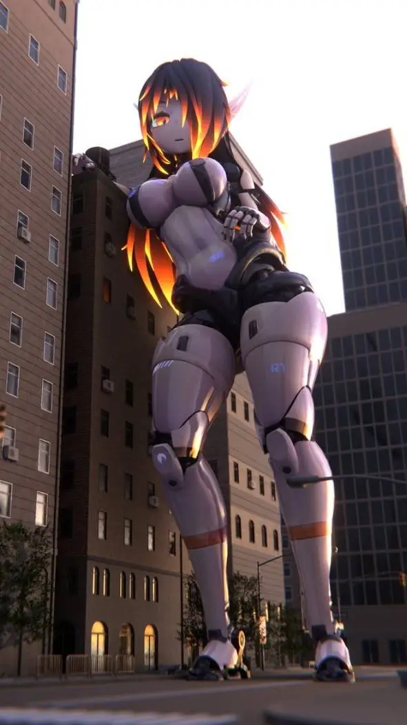 ai character: giantess robot background