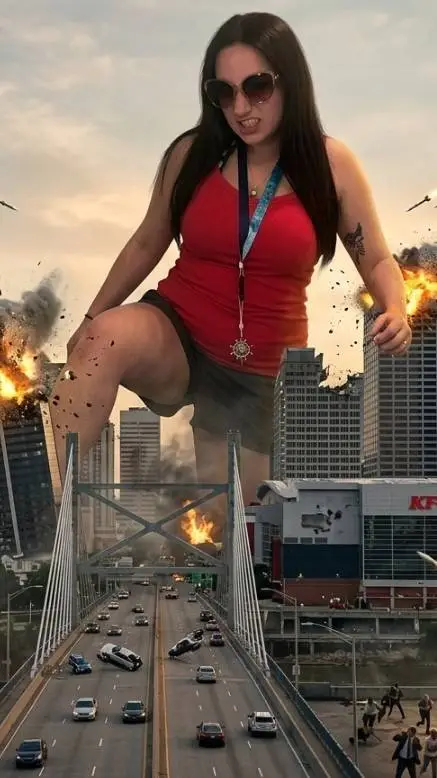 ai character: giantess  background
