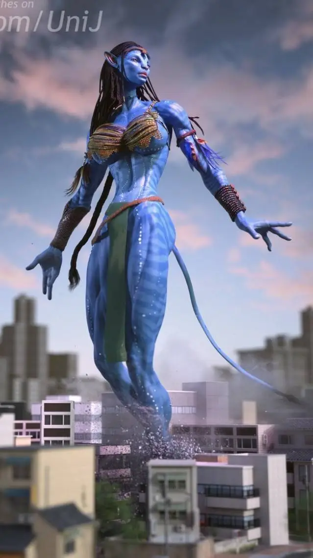ai character: giantess neytiri  background