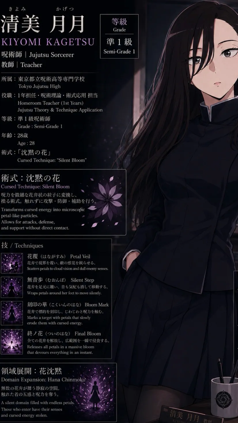 ai character: Jjk teachers background