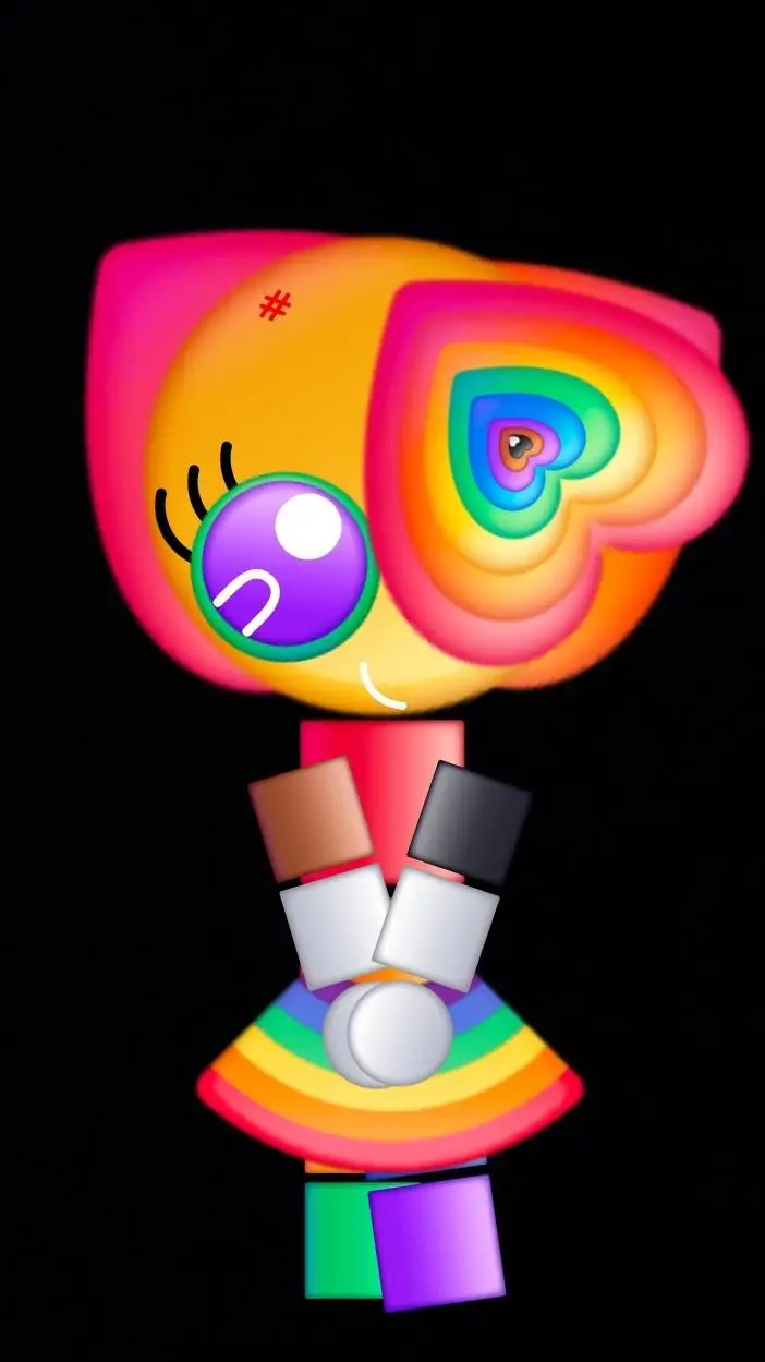 ai character: rainbow background