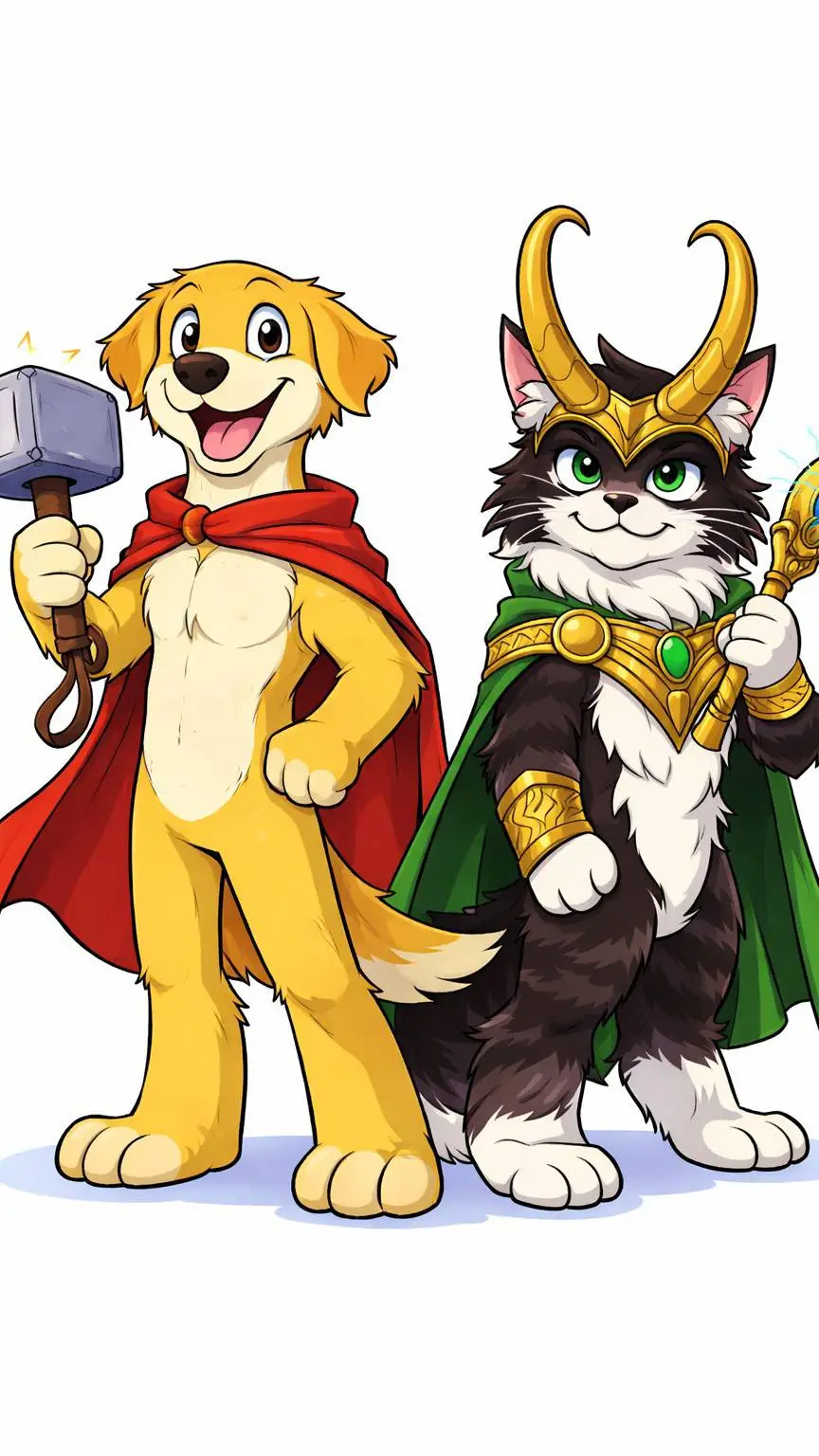 ai character: Thor and Loki background