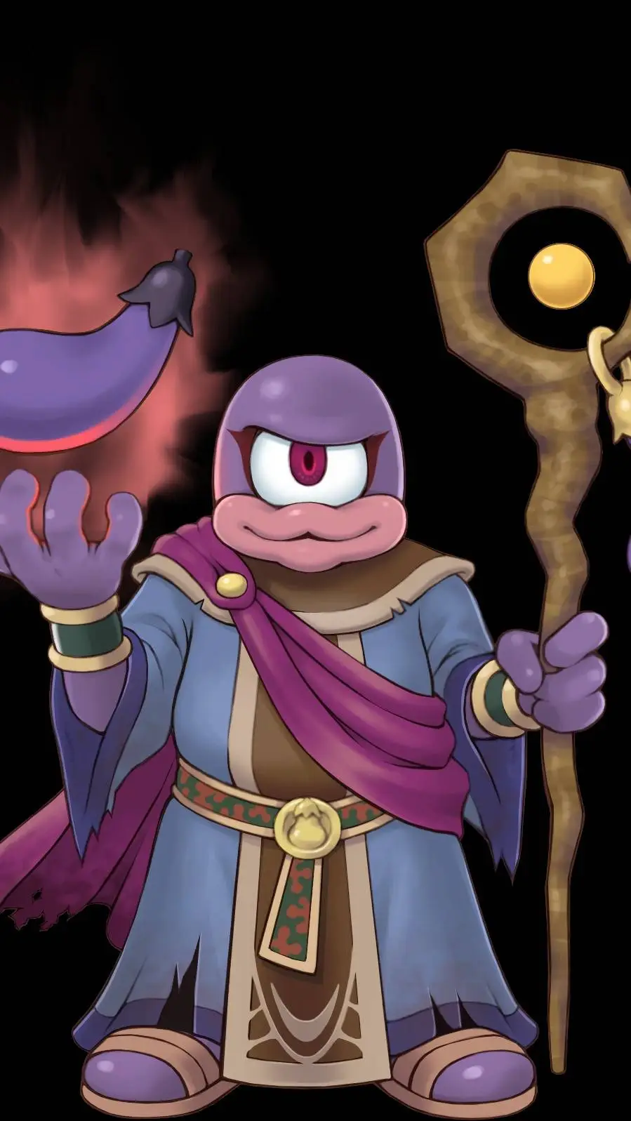 ai character: Eggplant Wizard background