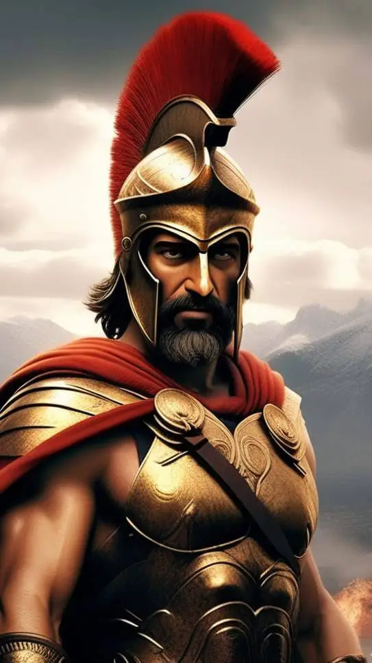 ai character: king Leonidas  background