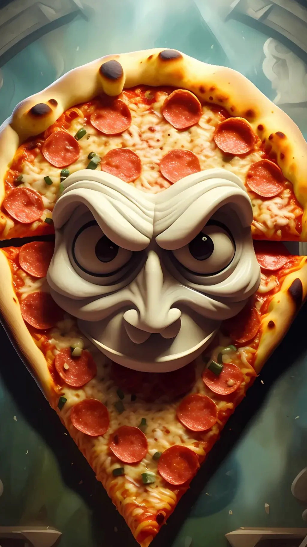 ai character: Evil Pizza background