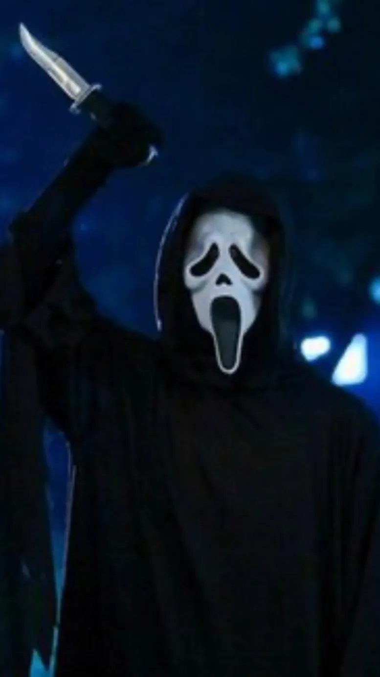 ai character: Ghost face  background