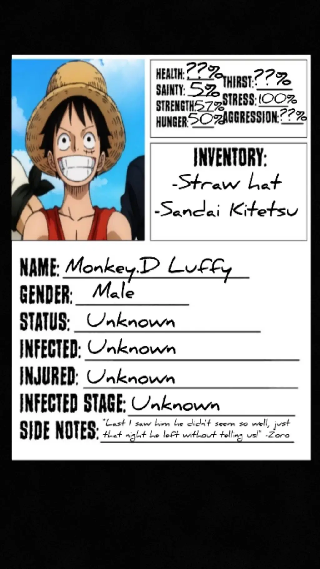 ai character: one piece-Inf AU background