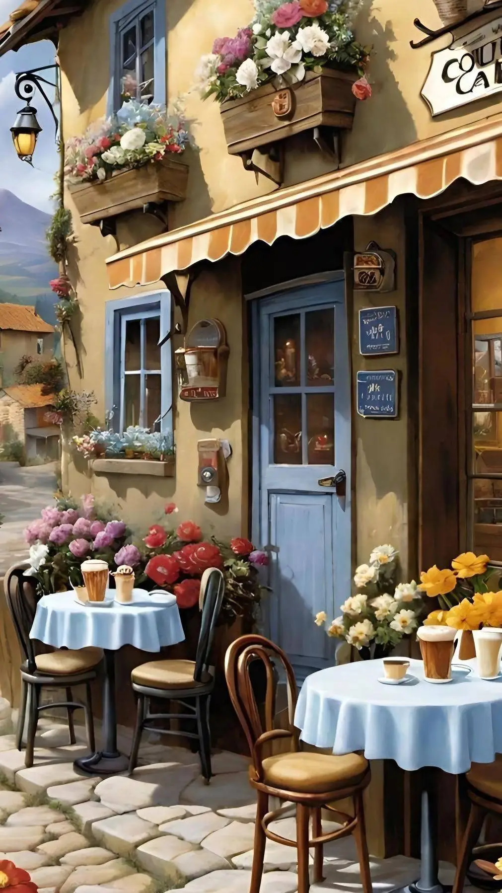 ai character: Country Café background