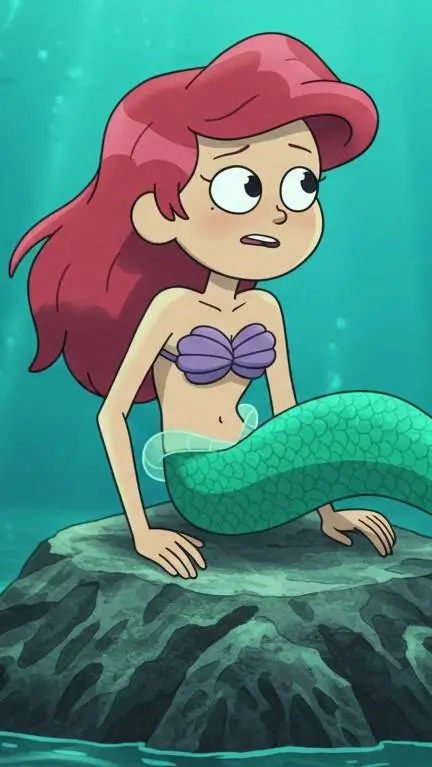 ai character: mermaid Marcy Wu  background