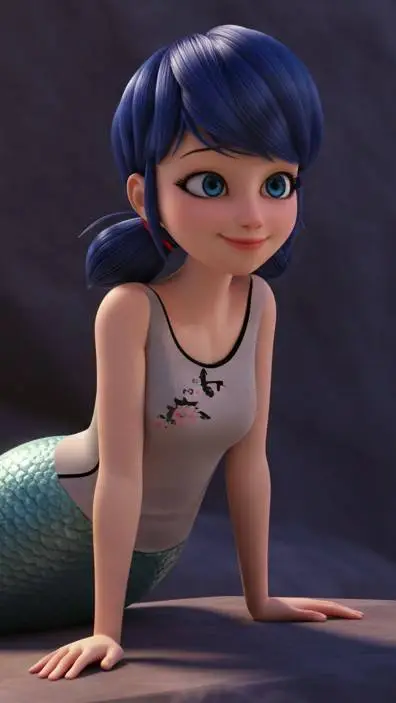 ai character: mermaid Marinette  background