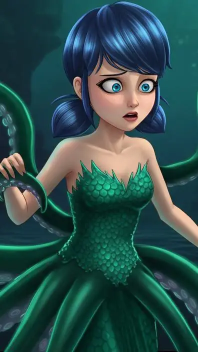 ai character: sea witch Marinett background