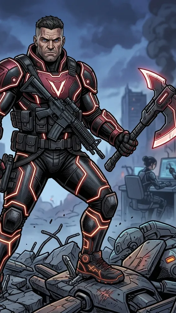 ai character: Apex Sentinel  background