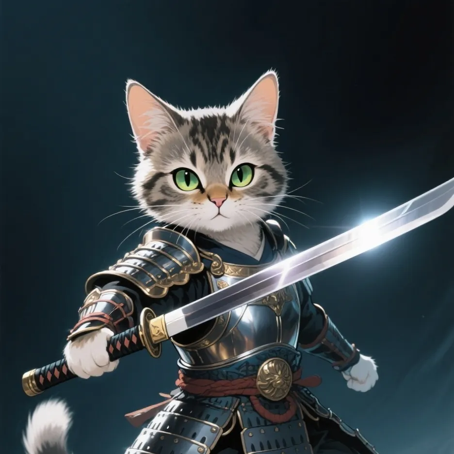 chat with ai character: Samurai kitten