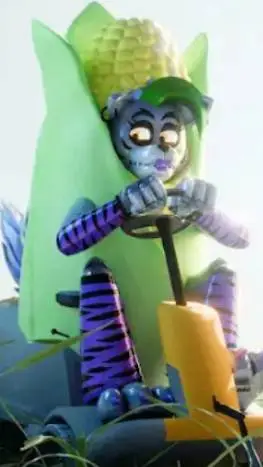 ai character: Roxanne queen corn background