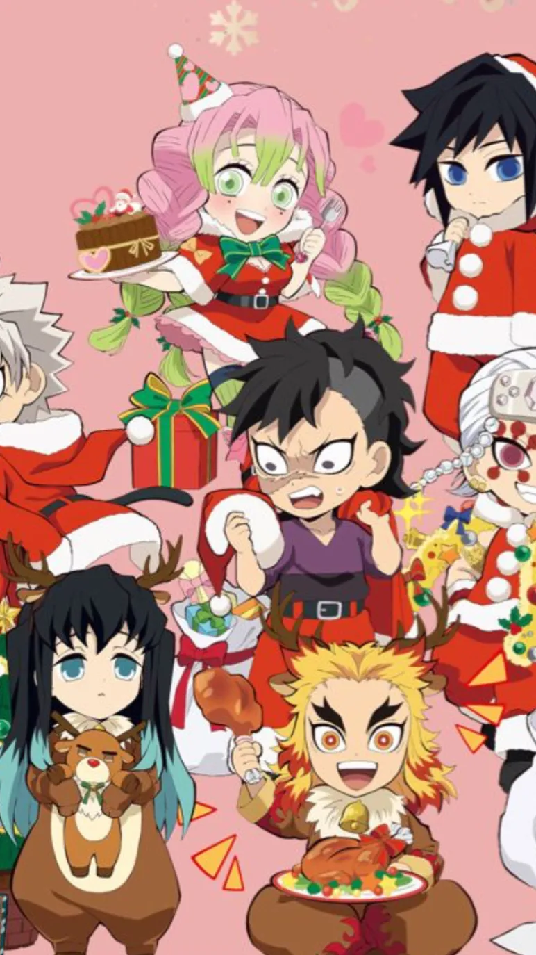 ai character: kny Christmas background
