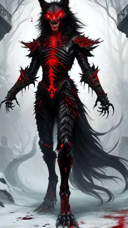 ai character: cursed Werewolf background