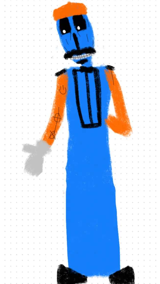 ai character: Mr blue uncle ￼ background