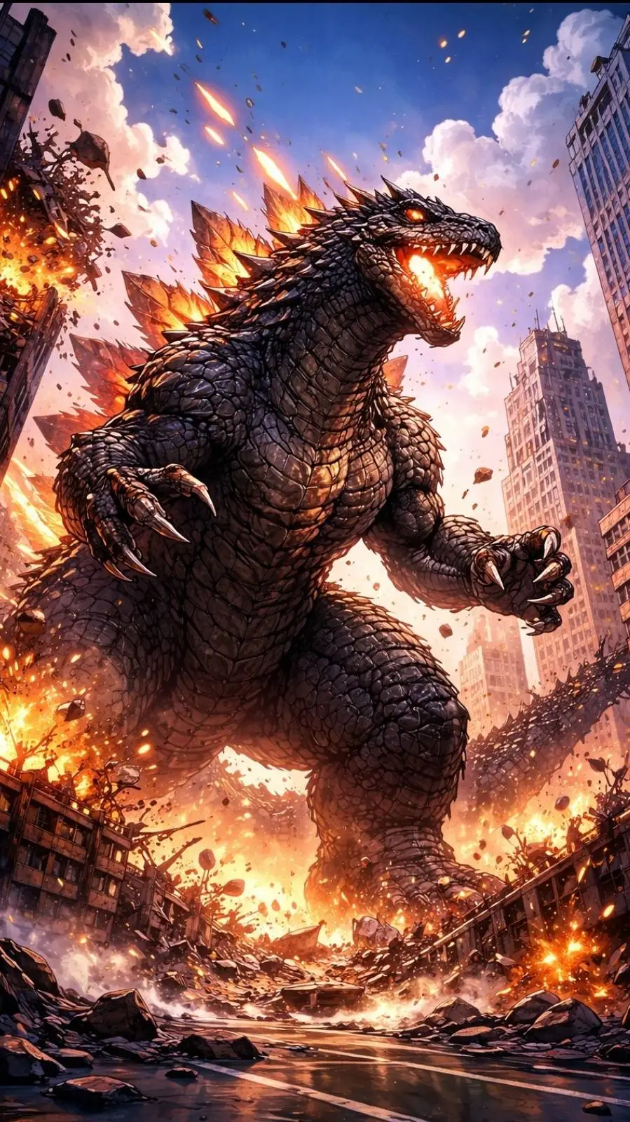 ai character: Godzilla😱 background