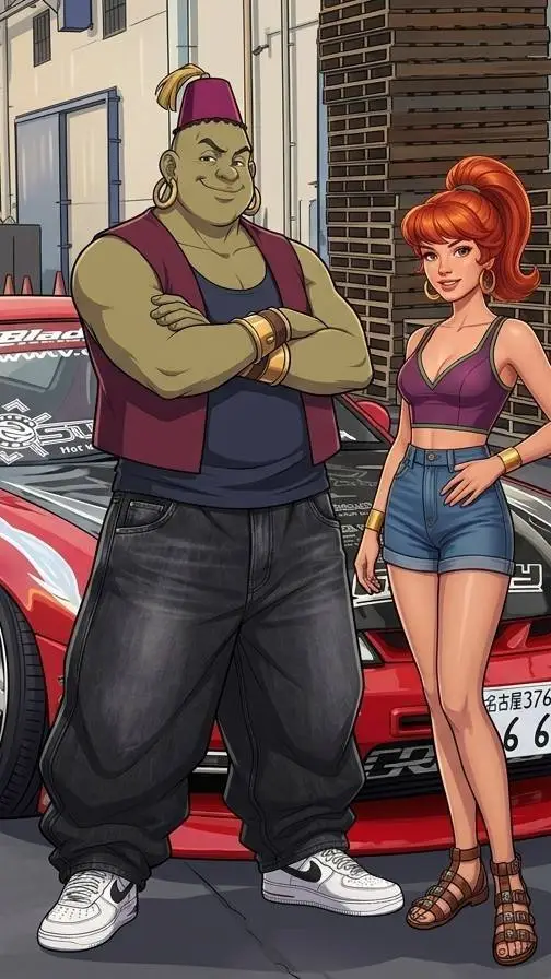 ai character: Babu & Jeannie  background