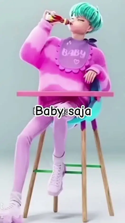 ai character: Baby Saja🩵🍼 background