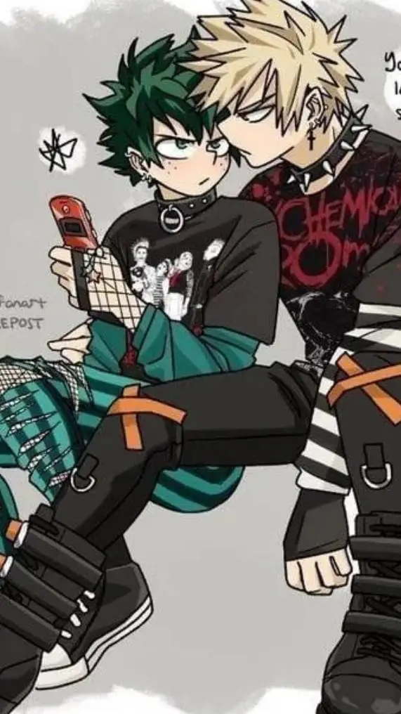 ai character: preppy Bakugo&Deku background