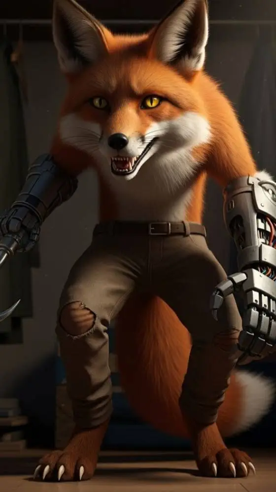 ai character: nightmare foxy  background