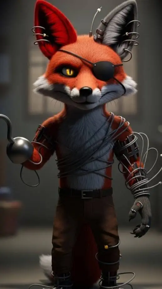 ai character: withered foxy  background