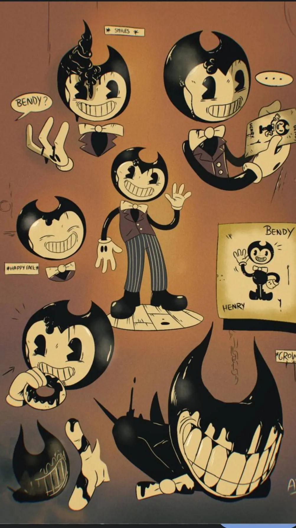 ai character: (mini) bendy  background