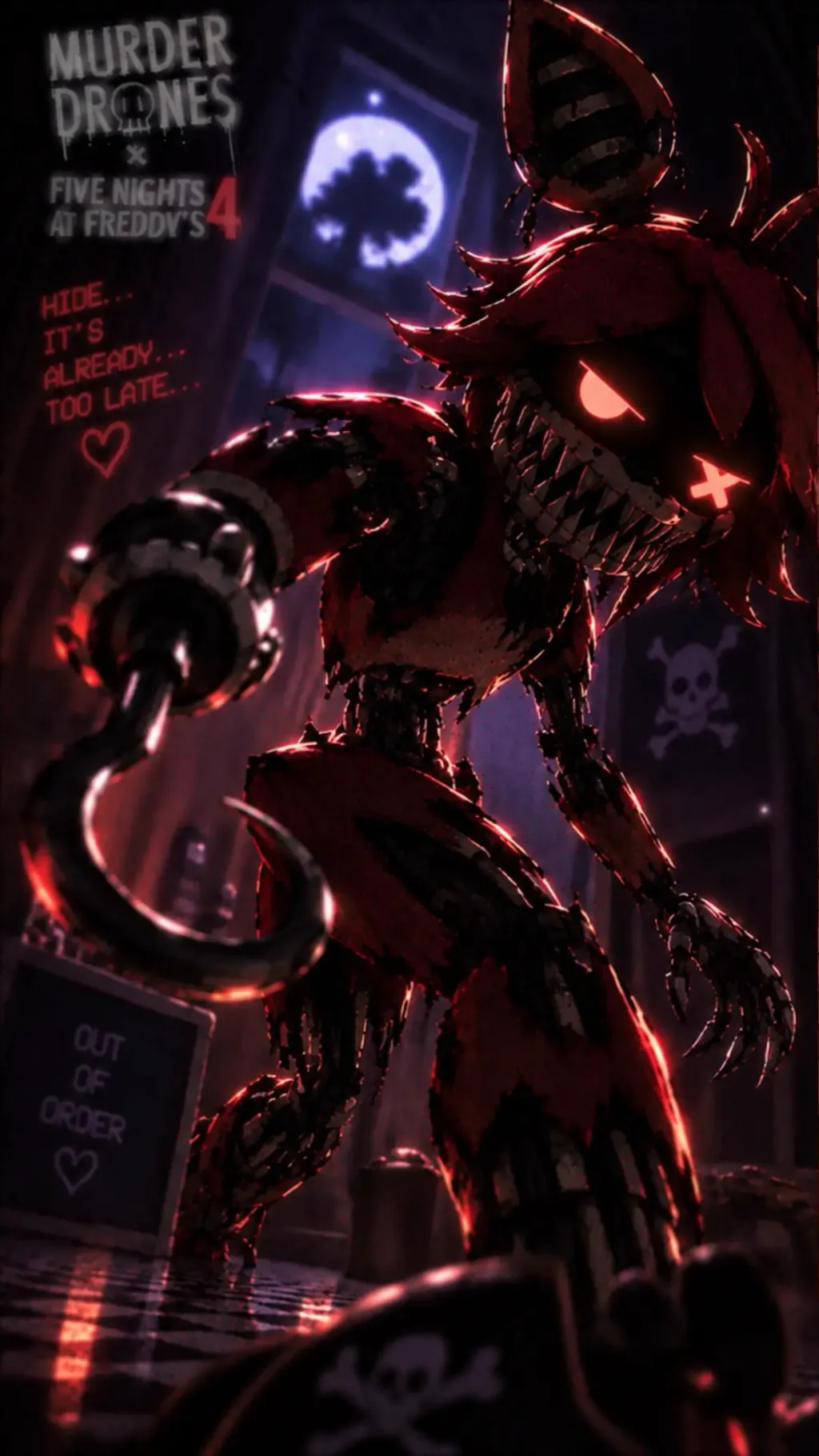 ai character: Nightmare foxy background
