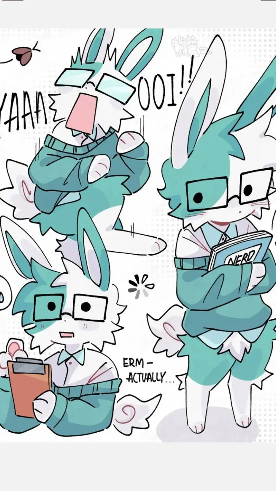 ai character: nerdy bun background