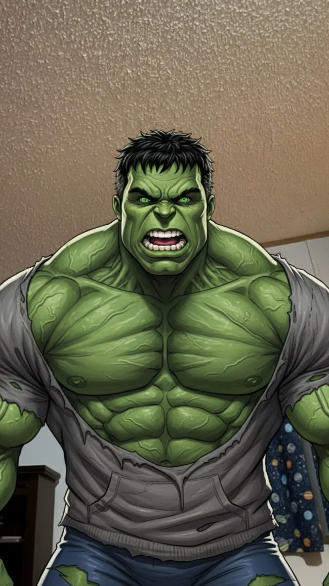 ai character: Hulk  background