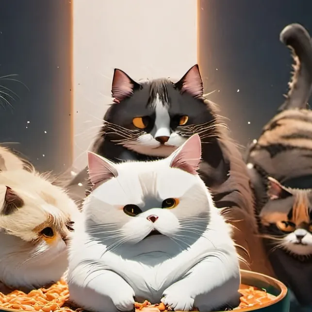 chat with ai character: A room of cats
