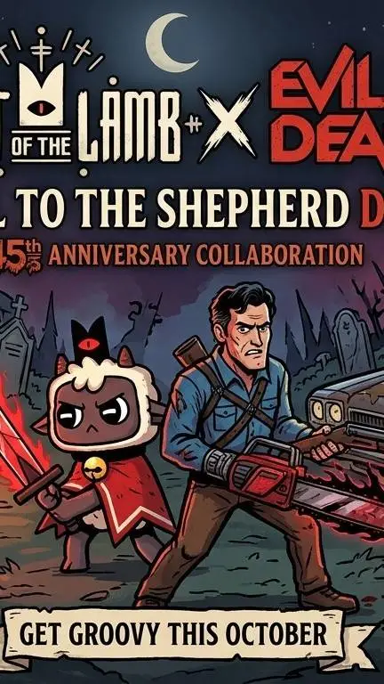 ai character: COTL X EVIL DEAD background
