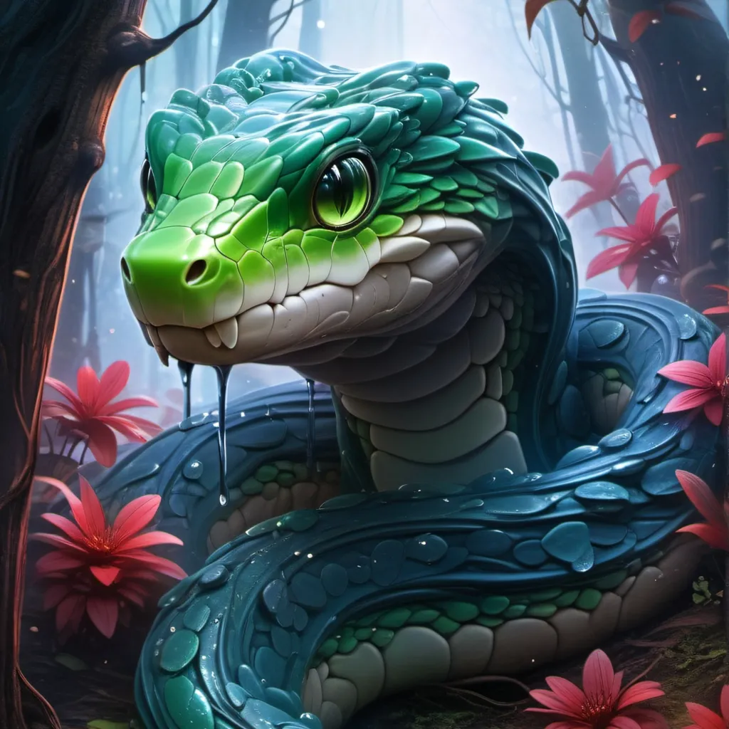 chat with ai character: Green Latex Snake 