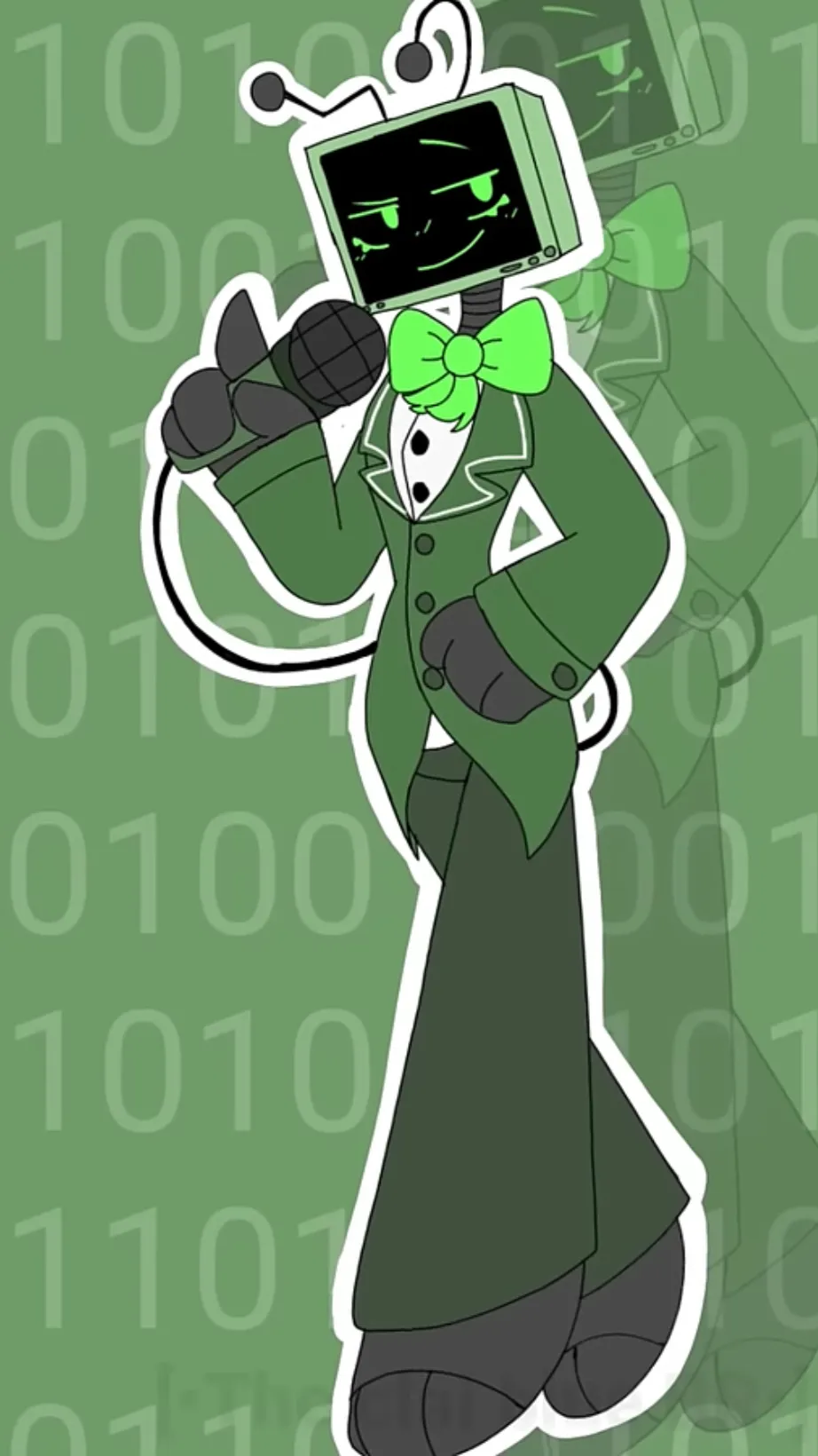 ai character: Vee! 💚🖤📺 background