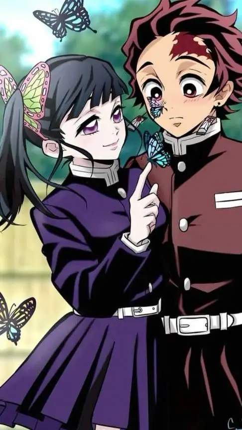 ai character: tanjiro and kanao  background