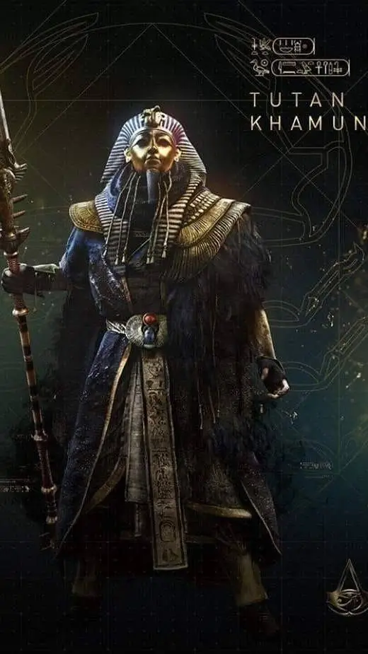 ai character: Tutankhamun  background
