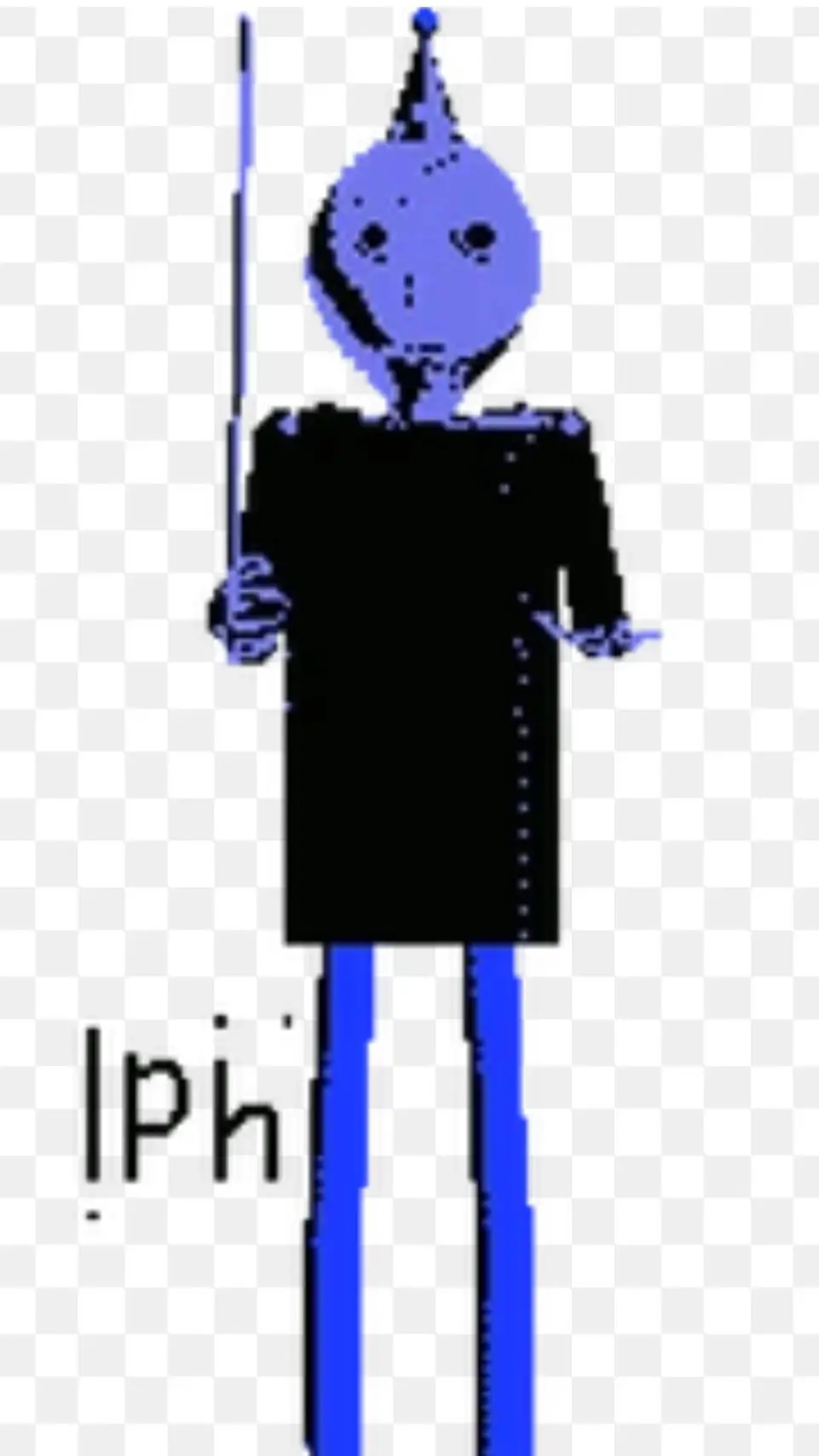 ai character: purple baldloon  background