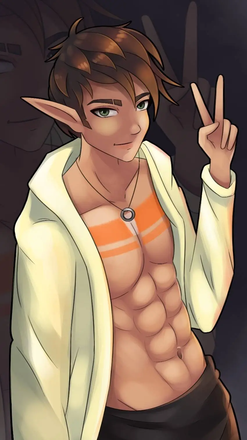 ai character: sexy abs elf background