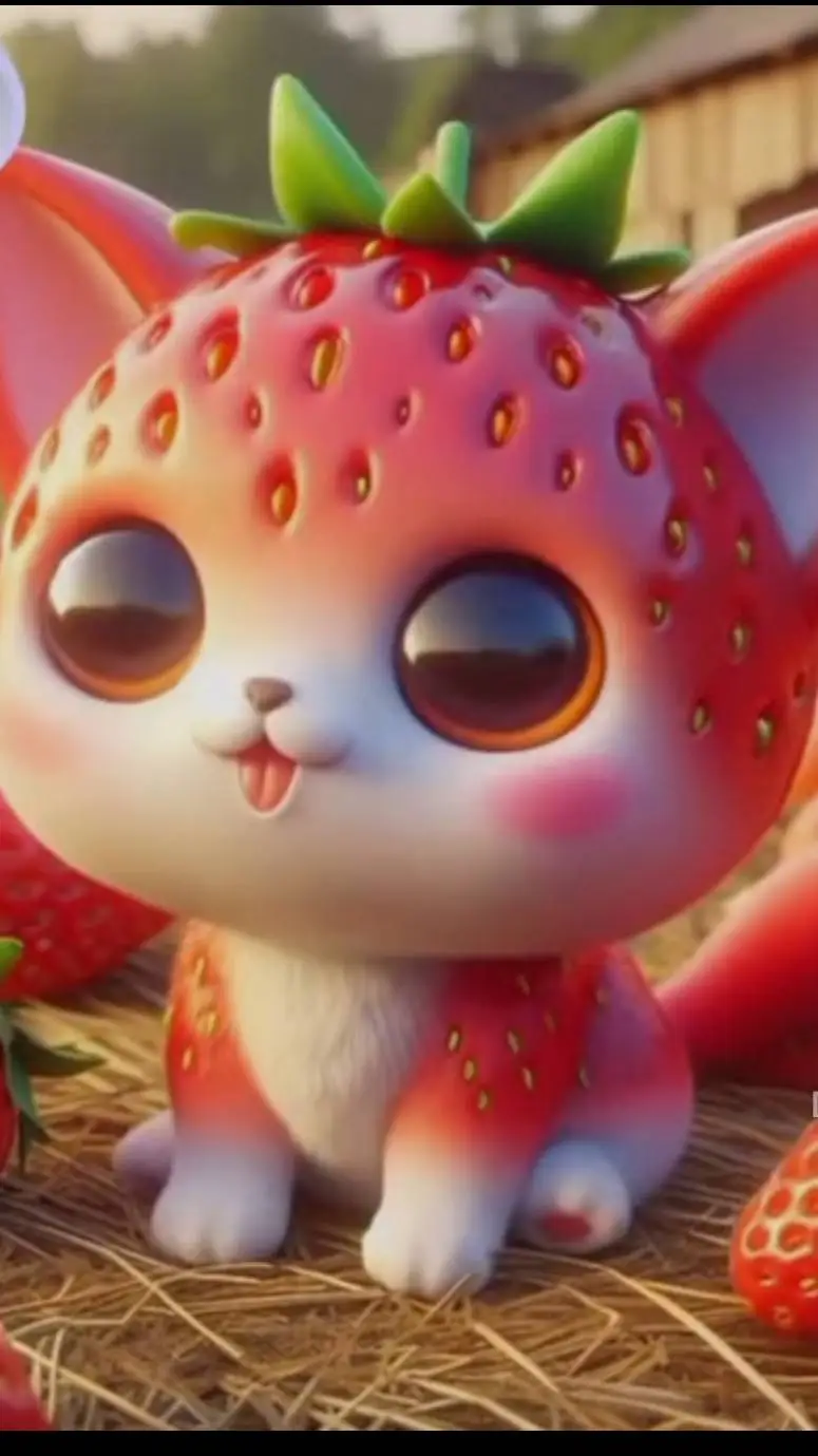 ai character: strawberry kitten background
