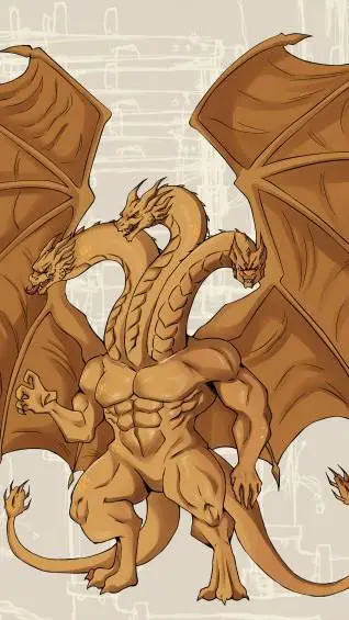 ai character: King Ghidorah  background